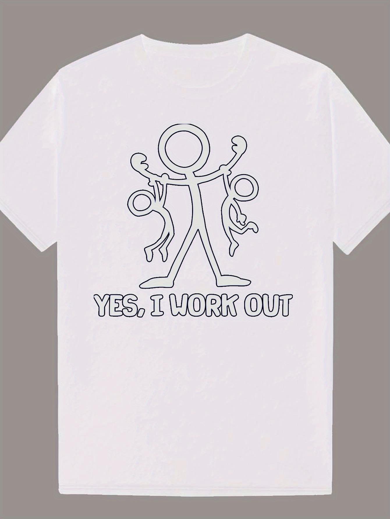 

Graphic T-shirt - Black Fitness Motivational Design with Yes I Workout Slogan & Stick Figure Art - 100% Polyester Round Neck Tee for Gym XXXXL