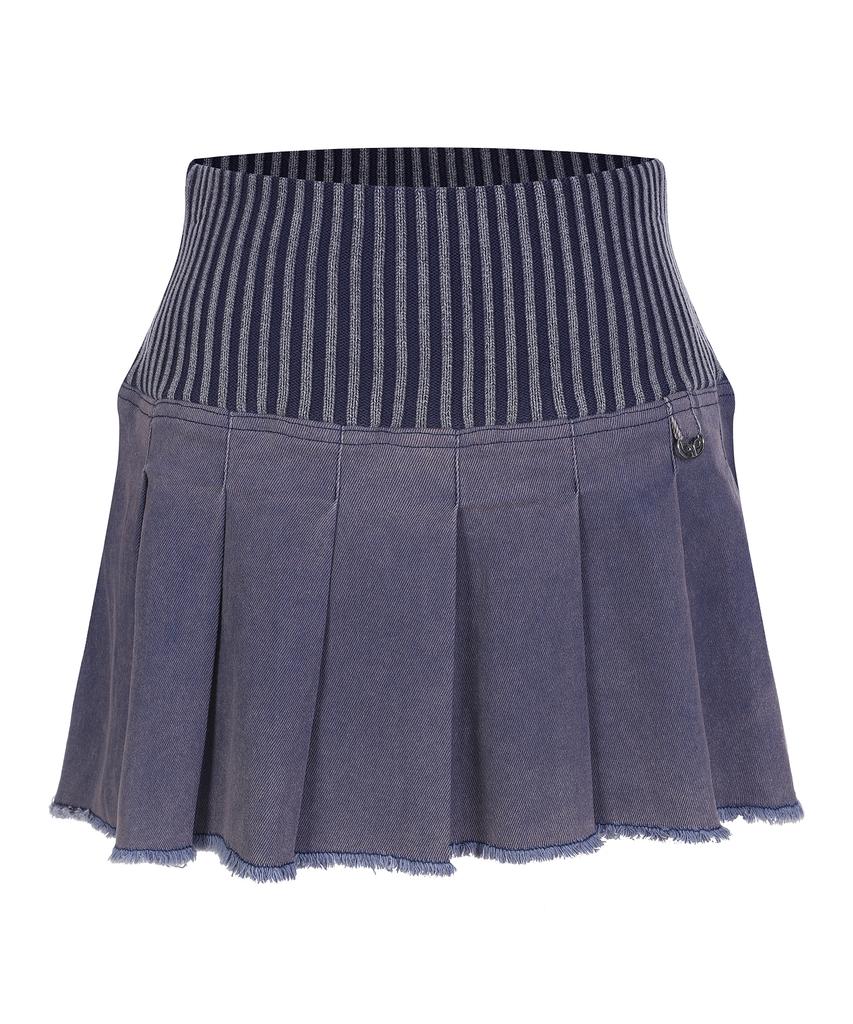 Lara Fox Knit Wide Band Mini Skirt Blue Bq4Ks001