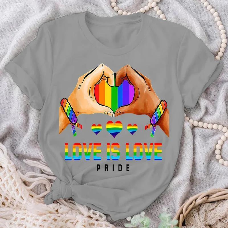 Women'S Fashion Love Is Love Pride Print T Shirt Summer Casual Short Sleeve Shirts Plus Size Tops
