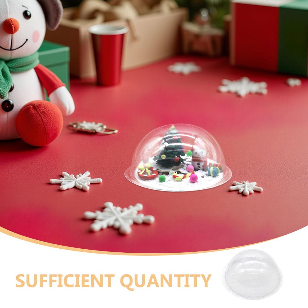 20Pcs Clear Plastic Fillable Snow Globe Domes DIY Ornament Hemisphere Covers Creative Christmas Village Decorations Craft