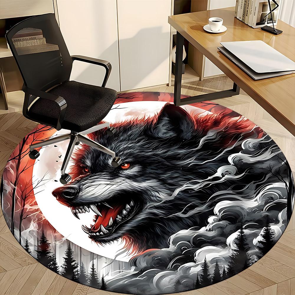 1pc Wolf Moon Night Forest Chair Carpet for Office, Non-slip, Soft and Durable Leisure Rug, Perfect for Office, Living Room yy251103123