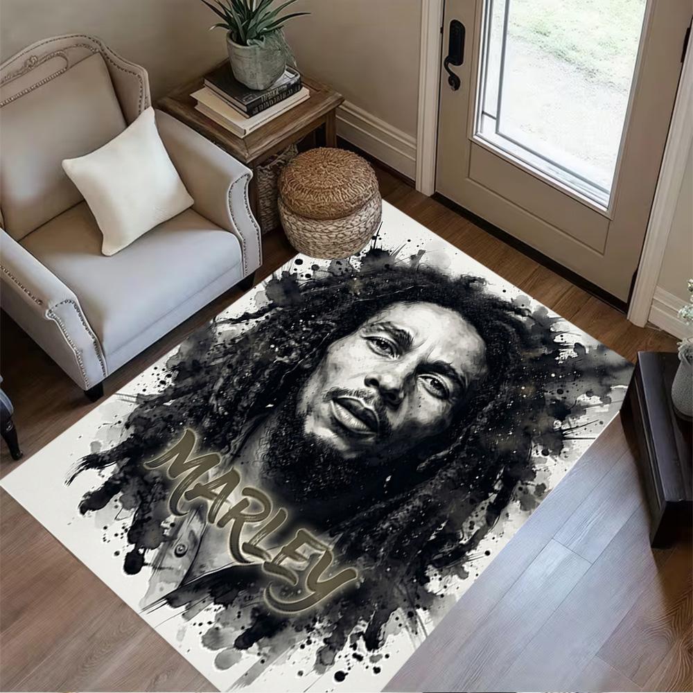 Bob Marley Reggae Legend Personalized Text Floor Rug Office Rug Design For Bedrooms Foyer Game Room Entryway Antislip Carpet Anime Office Decor