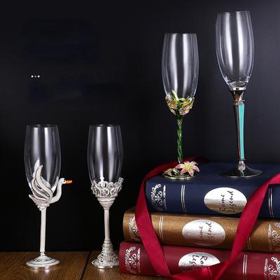 Kreative Emaille Kristall Glas Champagner Glas Set Hause Becher Blase Glas Geschenk Wein Set