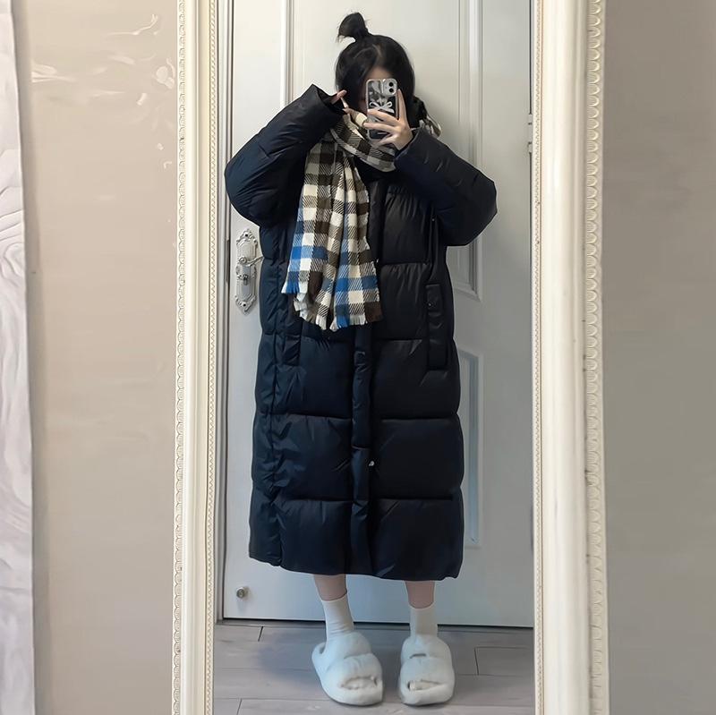 cotton clothes for women, medium and long, over knee, 2025 winter new Korean loose cotton-padded jacket for students, thick down coat