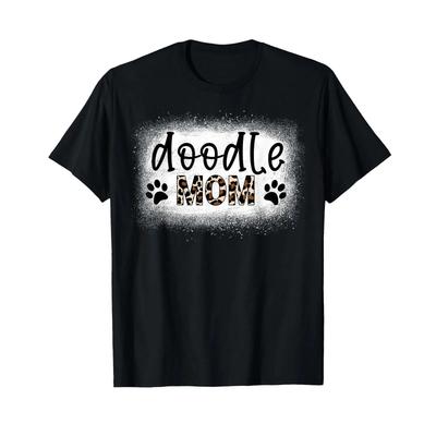 Vintage Doodle Mom Bleached T Shirt Leopard Golden Vintage Slightly Soft Homme Stretched Casual Fashion Stylish