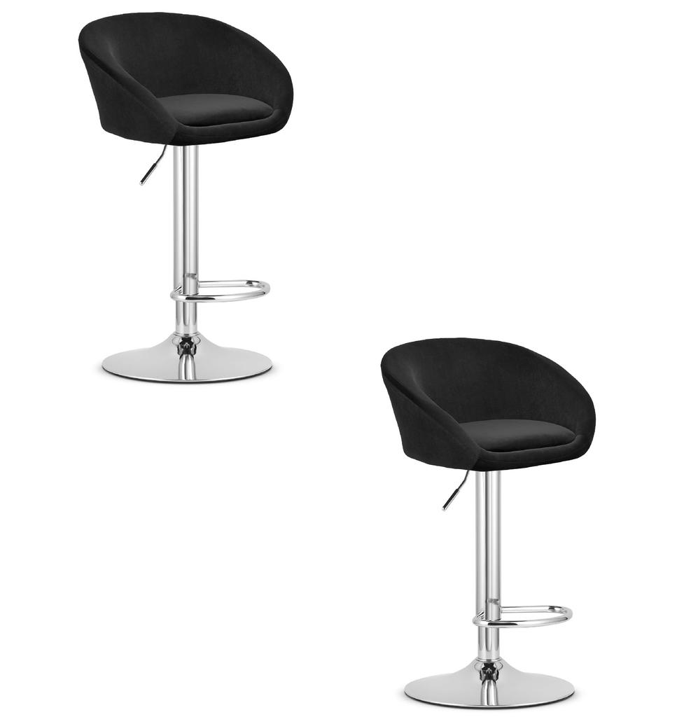 East Stool - Black Velvet / Chrome Base X 2