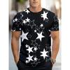 Mode Heren Ronde Hals Korte Mouw 3D Ster Kleurprint Ster Korte Mouw Ronde Hals T-shirt