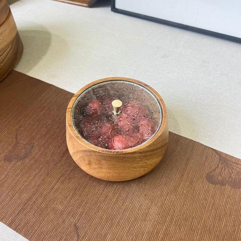 

Minimalist Walnut Wood Round Fruit Bowl with Lid
