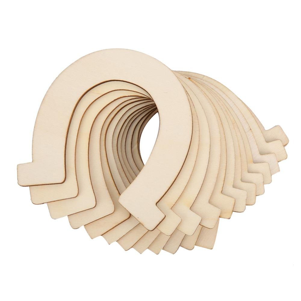 36pcs 83x91mm Wooden Craft Cutouts Unfinished Horseshoe Wood Slices DIY Crafts Project
