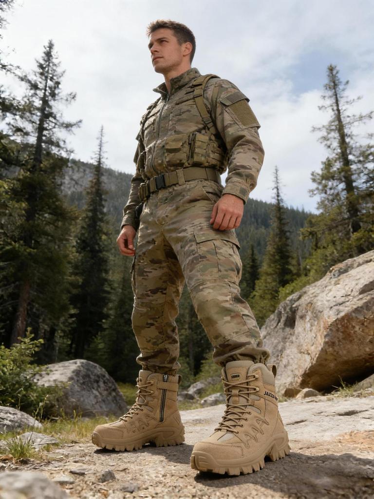 Bottes de Combat Tactiques d'Extérieur Hautes pour Hommes, Grandes Tailles