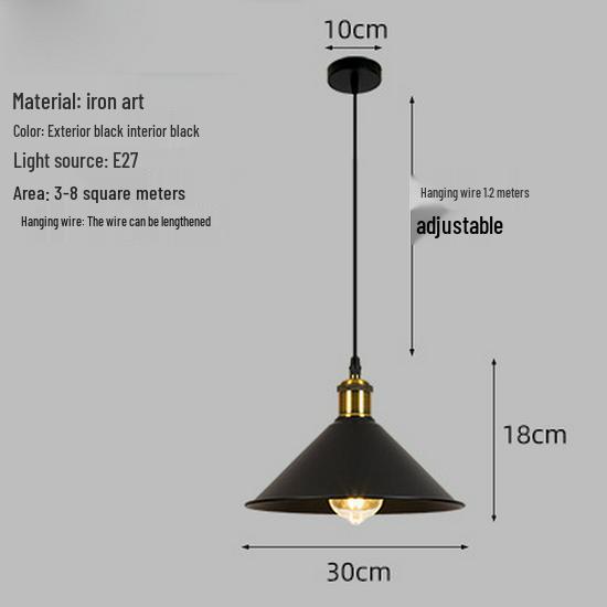 Moderner schwarzer Retro-Eisen-Loft-Kronleuchter - Industrielle Einzelkopf-Lampe für Restaurants, Bars und Hotels