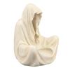 Reaper Sitting Candle Holder White Resin Death Robe Sculpture Spooky Decorative Gothic Tea Light Can