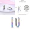 Sparkling Blue Zircon Hoop Earrings Pave U Shape Star Devil Eyes Circle S925 Drop Earring Fit Original Party Jewelry