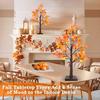 Thanksgiving Decorations, 2 Pack 24''/2FT Prelit Fall Maple Tree Fall Decor Total 48 LED Timer Battery Operated Lighted Pumpkins Acorns Maples Leaves