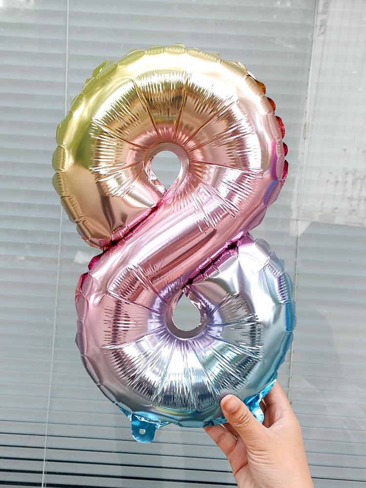 16-tums Regnbågsfärgad Sifferballong för Baby's Första Födelsedag eller Jubileumsfirande Dekorationer