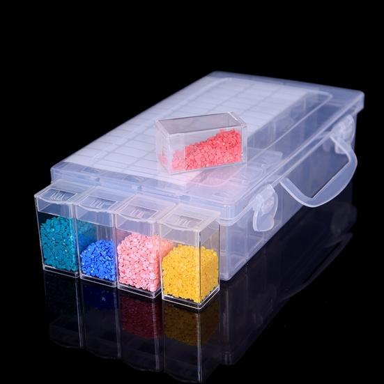 32/64 Grid Transparent Visible Organizer Bead Handle Separate Grids Diamond Painting Rhinestone Storage Box