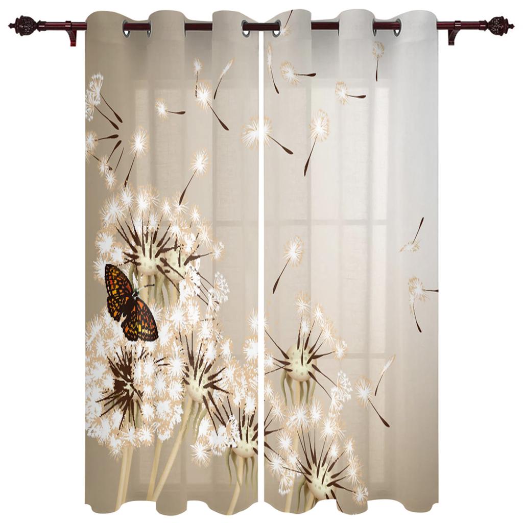 Dandelion Butterfly Flowers Plant Animal Decoration Home Curtains Household Goods Living Room Bedroom Curtain