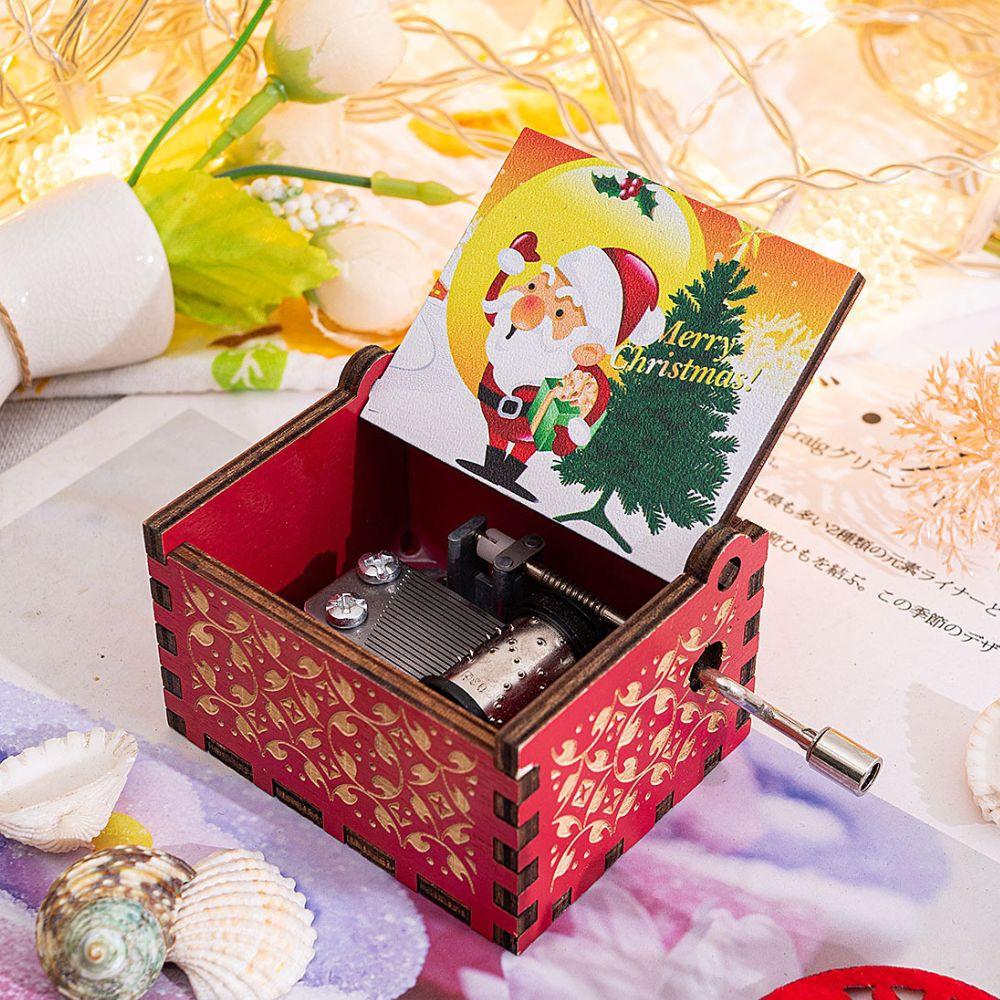 Wooden Hand Crank Music Box Anime Theme Halloween Merry Christmas Decoration Home Christmas Birthday Gift