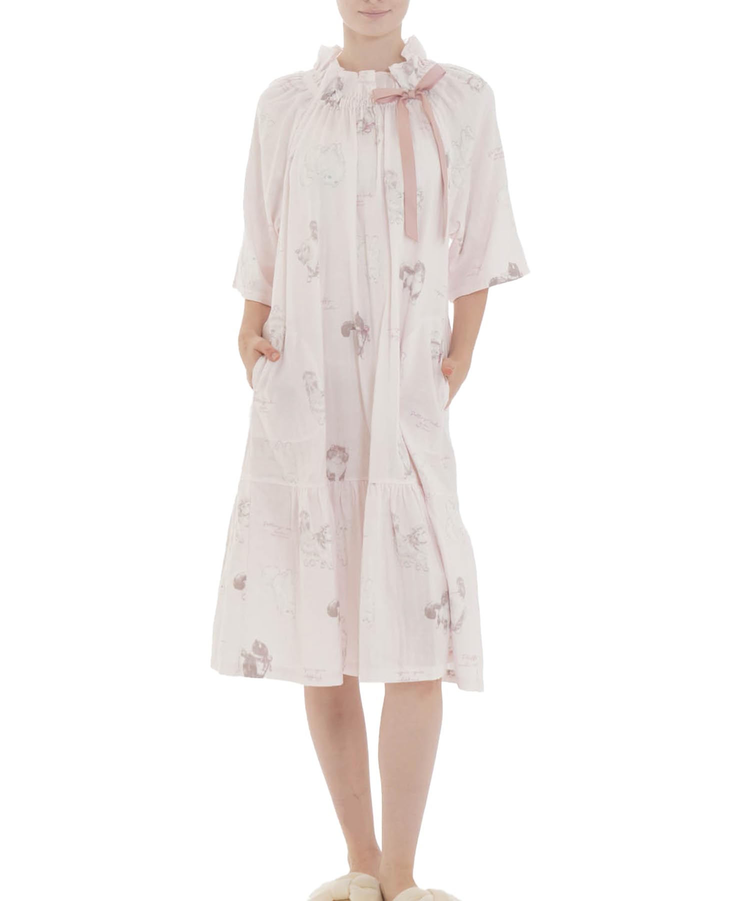 

Ночная рубашка Double Gauze Cat One Piece Pink [Narue] женская ML розовый