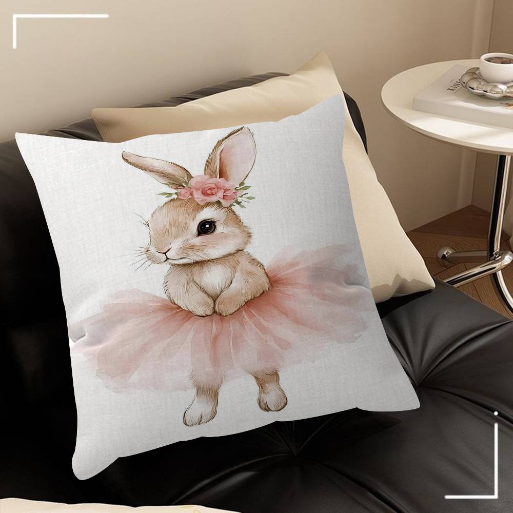 Cute Ballerina Bunny Ballet Animal Pillowcase Toon Gift Cushion Cover Bedroom Home Sofa Chair Seat Decor Pillow Case
