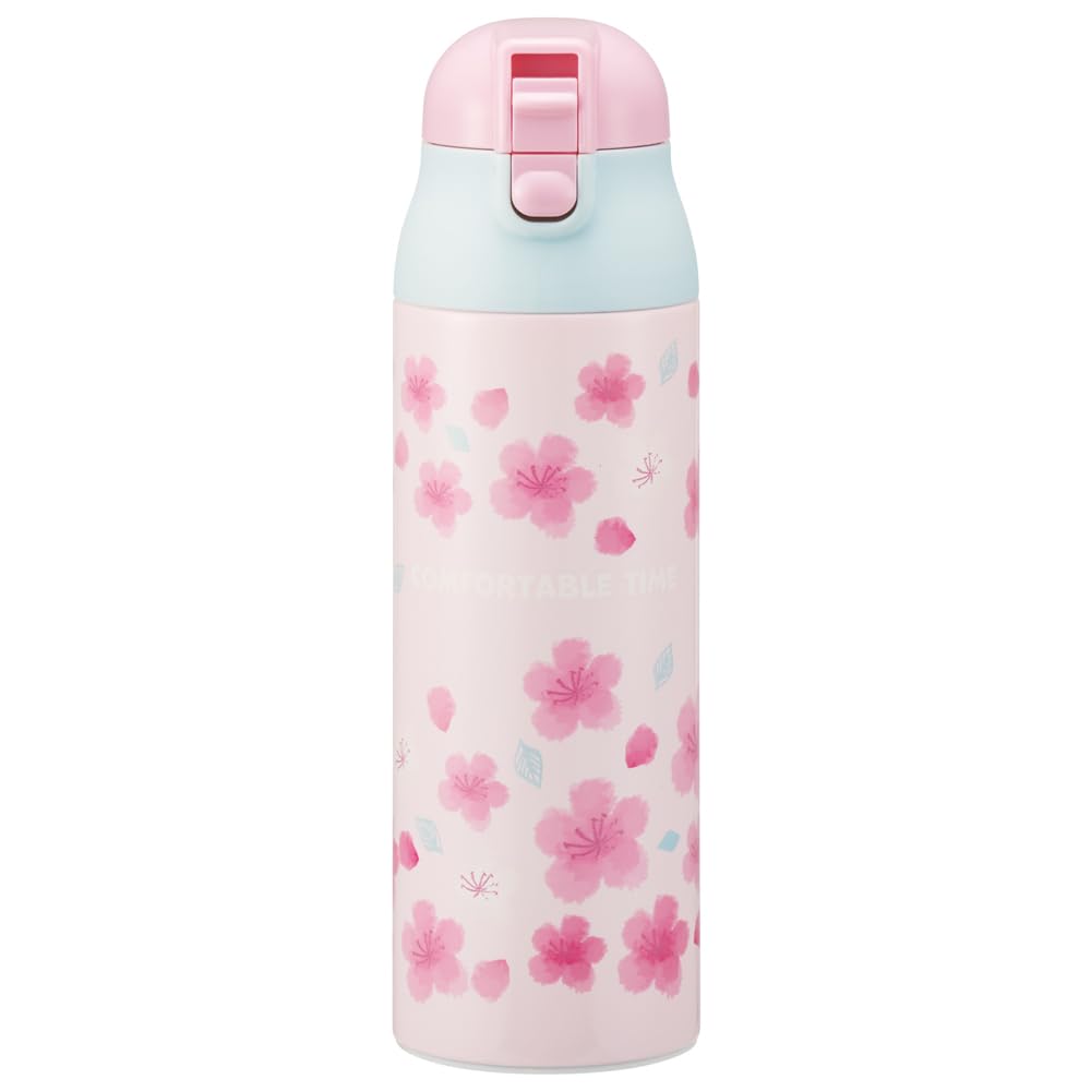 Skater Mug Bottle, Cherry Blossom Pattern, Comfortable, 500ml, Insulated, Stainless Steel Water Bottle, SDPC5-A