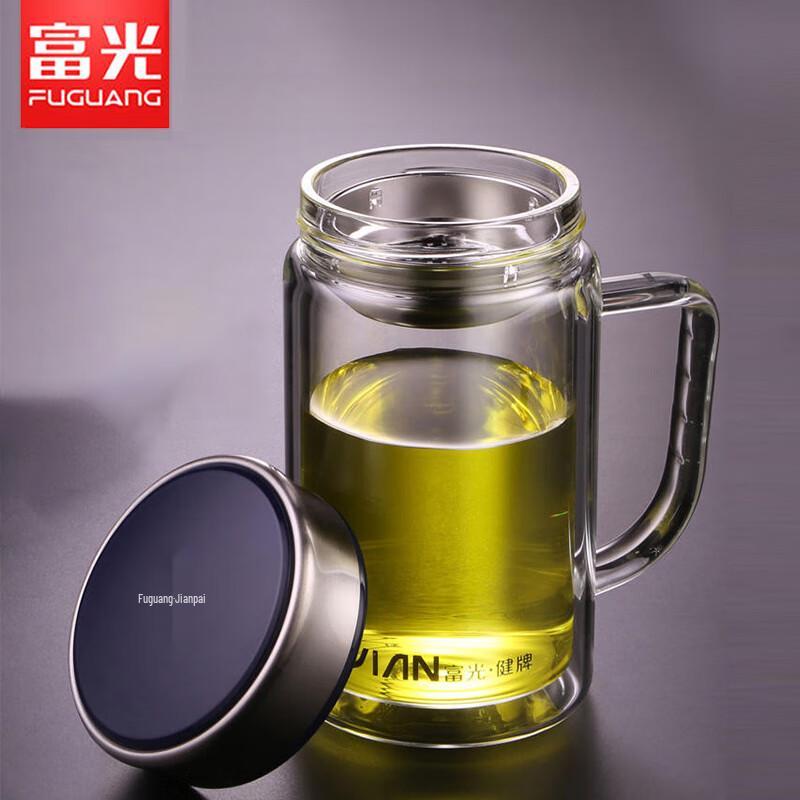 FUGUANG Double Wall Glass Tea Infuser Mug