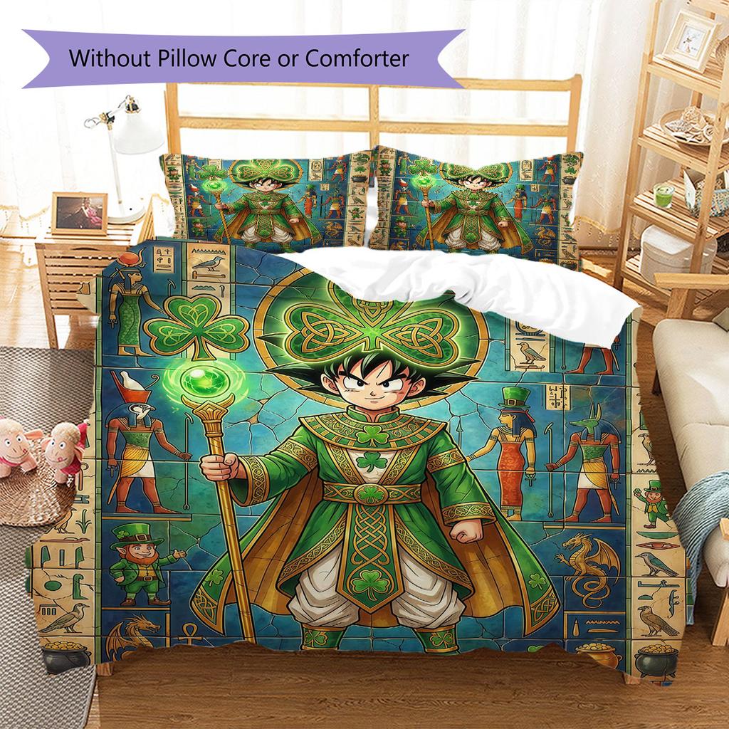 Dragon Ball Mural Pattern Bedding Quilt Set Quilt Cover Pillowcase Home Decoration Birthday Gift (1 * Duvet Cover + 2 * Pillowcase, Without Core)