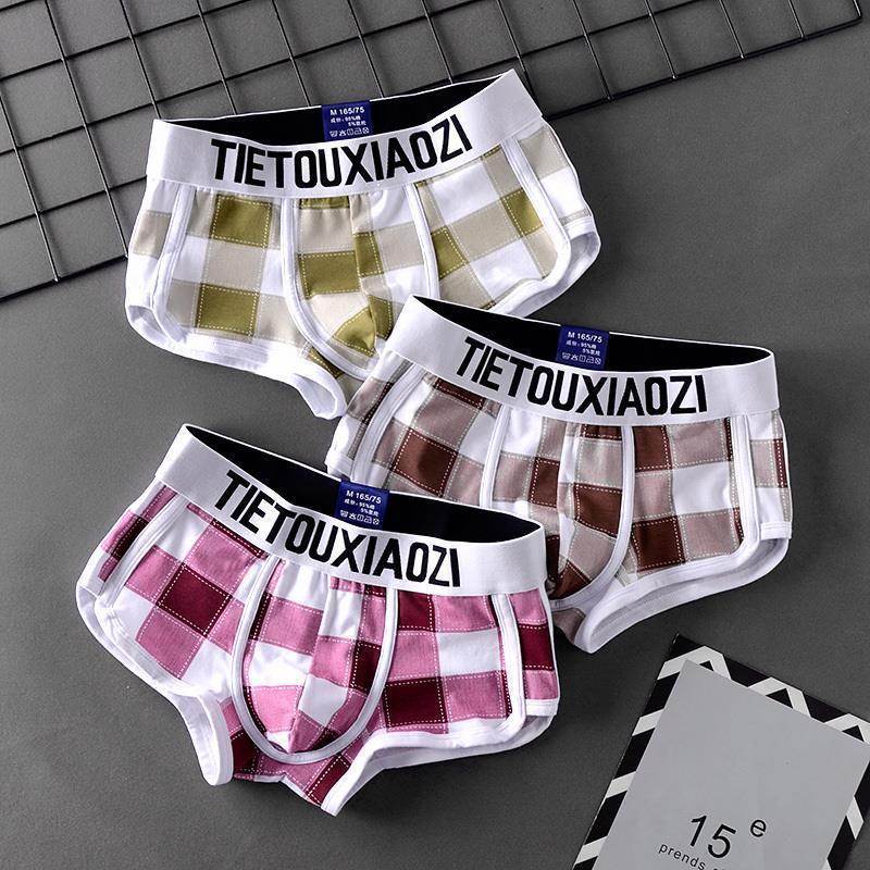 

Модное мужское нижнее белье в клетку, мужские хлопковые шорты-боксеры, летние молодежные индивидуальные модные удобные шорты с четырьмя углами 3XL