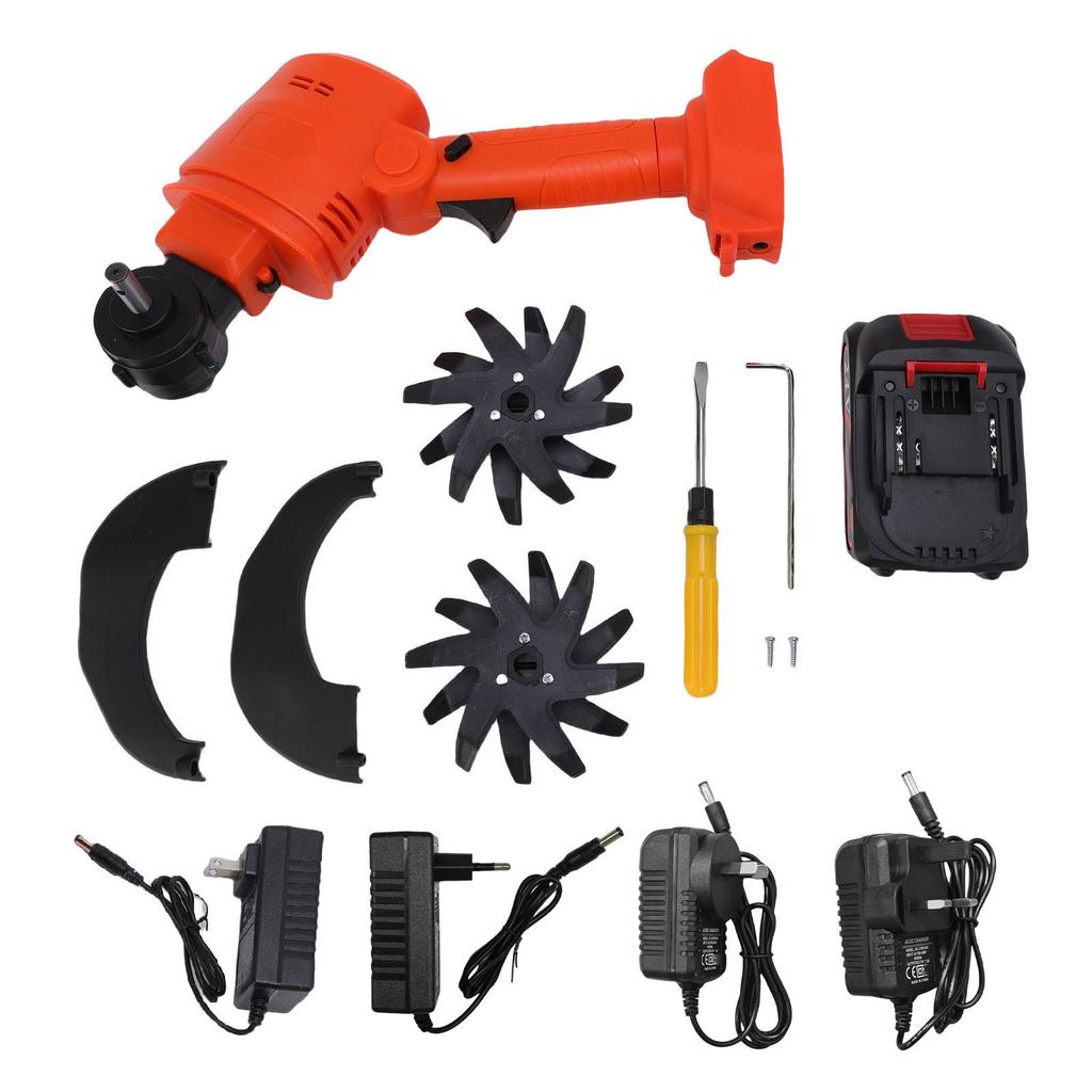 Cordless Tiller Cultivator Battery Powered Garden Cultivator Mini Tiller for Weeding Battery Charger