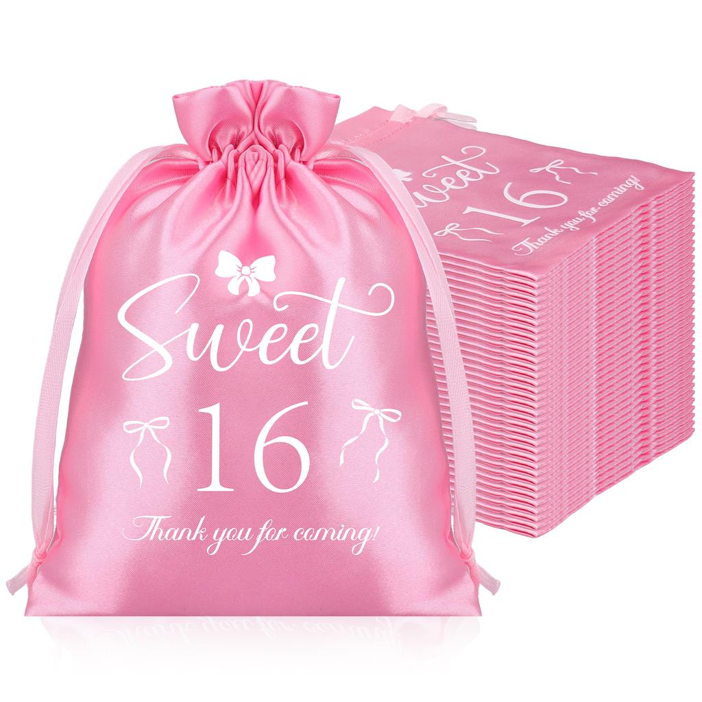 Fionupi 36 Adet Pembe Fiyonk Tatlı 16. Doğum Günü Hediyelik Çantaları Kız Çocukları İçin Coquette 16 Doğum Günü Hediyelikleri Misafirler İçin Yeniden Kullanılabilir Takı Şeker B
