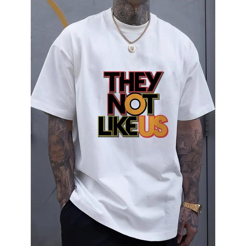 

European Size They Not Like Us Graphic T-Shirt for Men - Black Oversized Tee with Bold Statement Design S белый