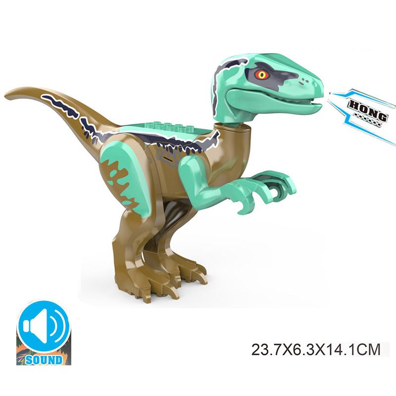 With Sound Assembled Building Blocks Dinosaur World T-Rex Velociraptor Triceratops Jurassic Animal Model Bricks Figure Toys Gift
