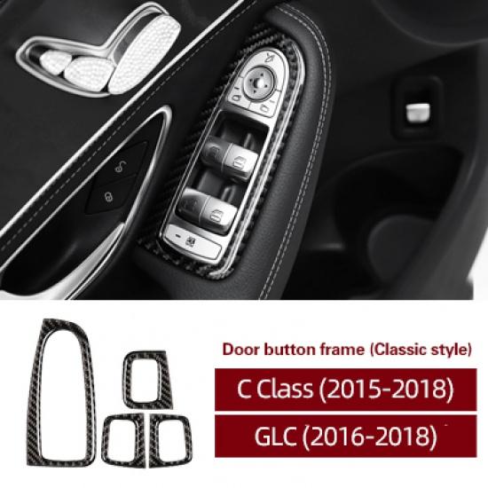 

Углеродное волокно для Mercedes Benz W205 C Class GLC X253 Окно автомобиля Панель управления Отделка Кнопка Рамка Наклейки Интерьер A