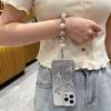 Three-dimensional pleated love is suitable for Samsung A55 mobile phone case, large hole IMD feather yarn S24Ultra premium silver bracelet.
