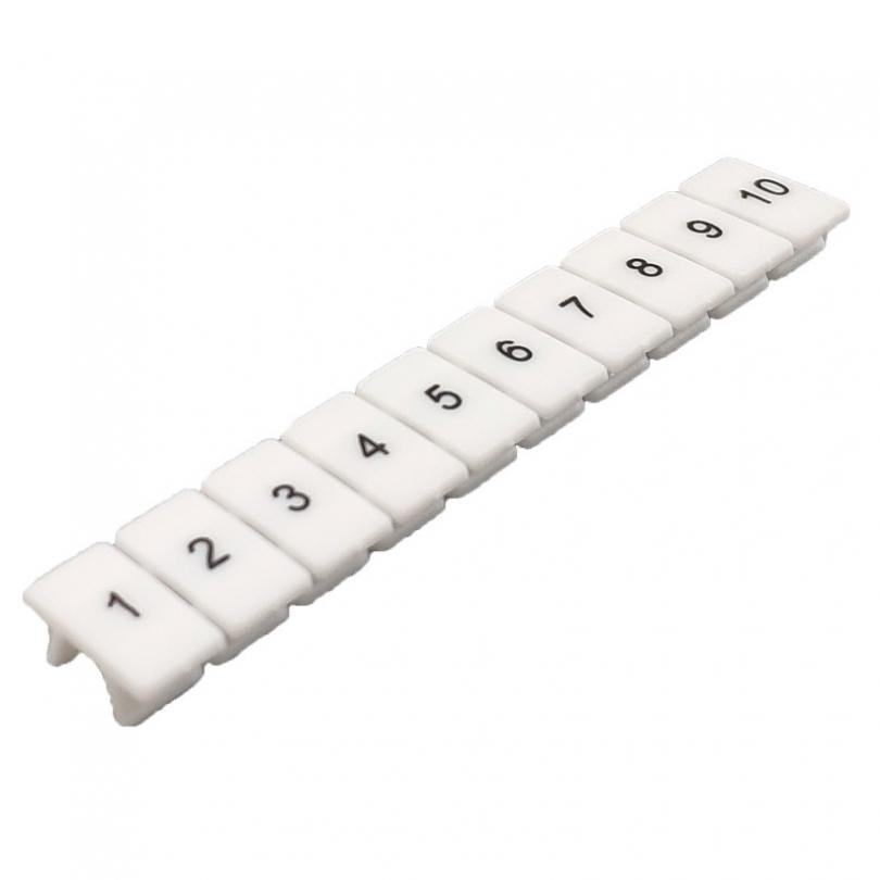 ZB5 DIN Rail Terminal Block Marking Label, White Nylon Numbered Tag for Electrical Circuit Wiring Identification
