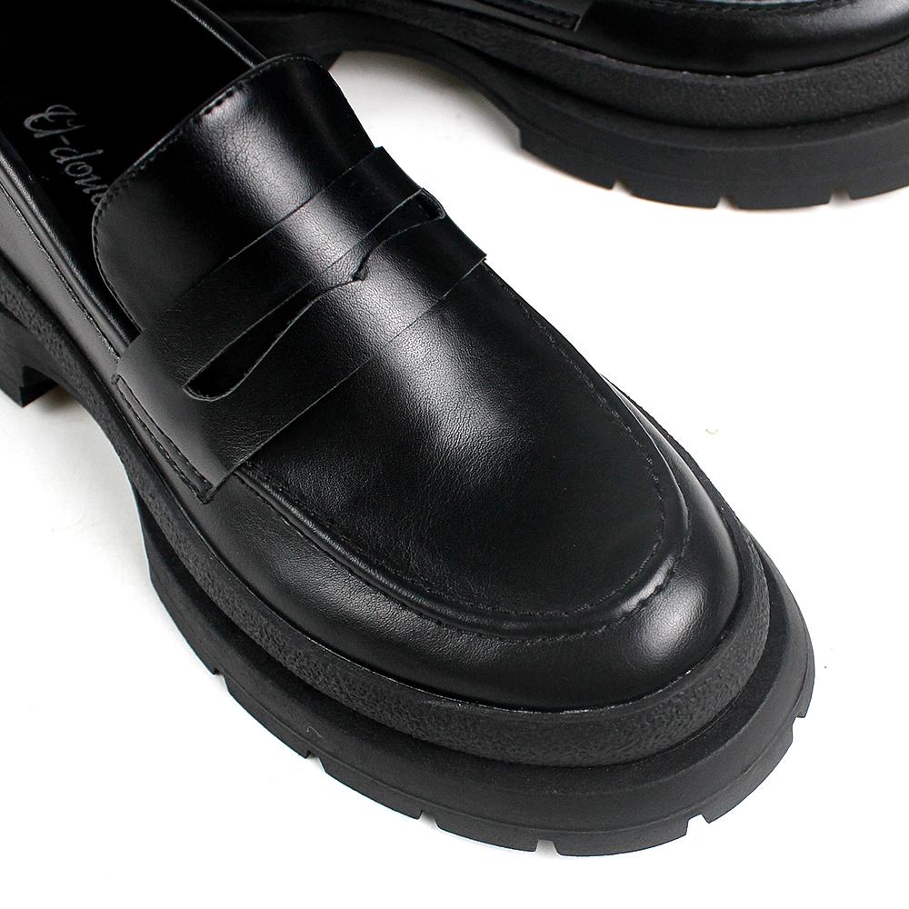 Spring Women Loafers Chunky Genuine Leather Vintage Platform Shoes High Heels Ladies Casual Shoes British Style