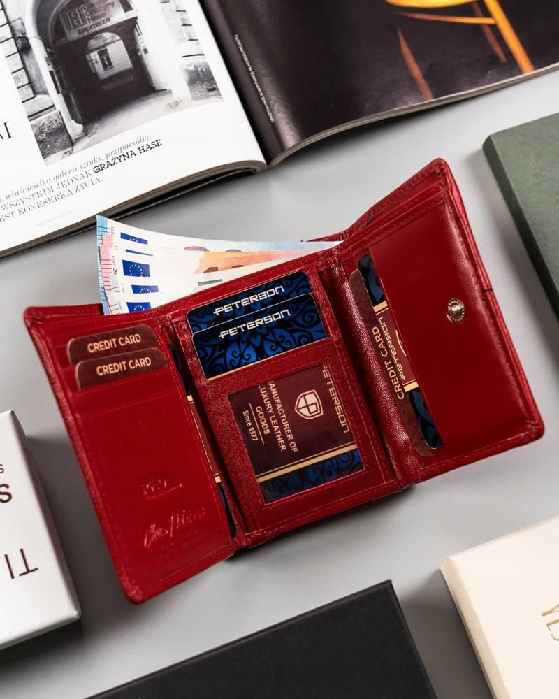 Classic, small women's wallet made of natural leather - Peterson