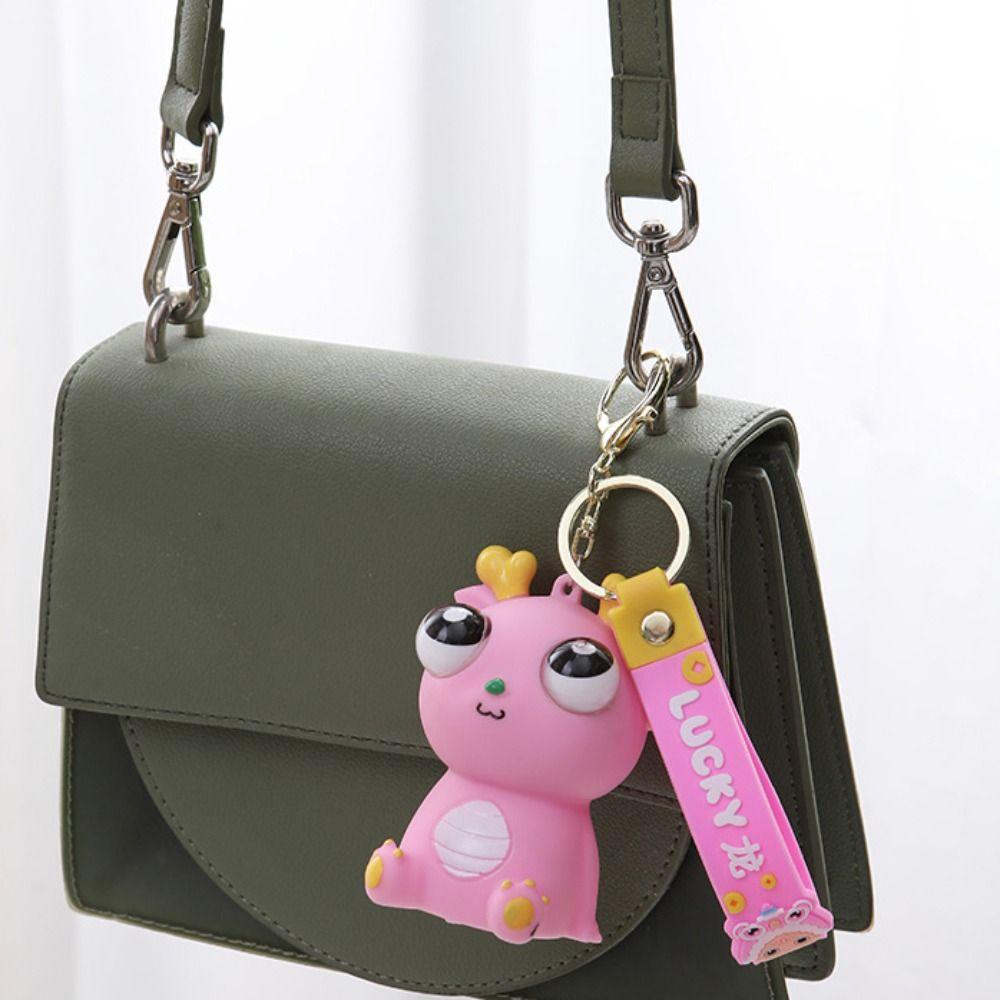 Simulation Dragon Burst Eye Dragon Keychain Cartoon Animal Novelty Doll Pop-eyed Dragon Pendant Funny Creative