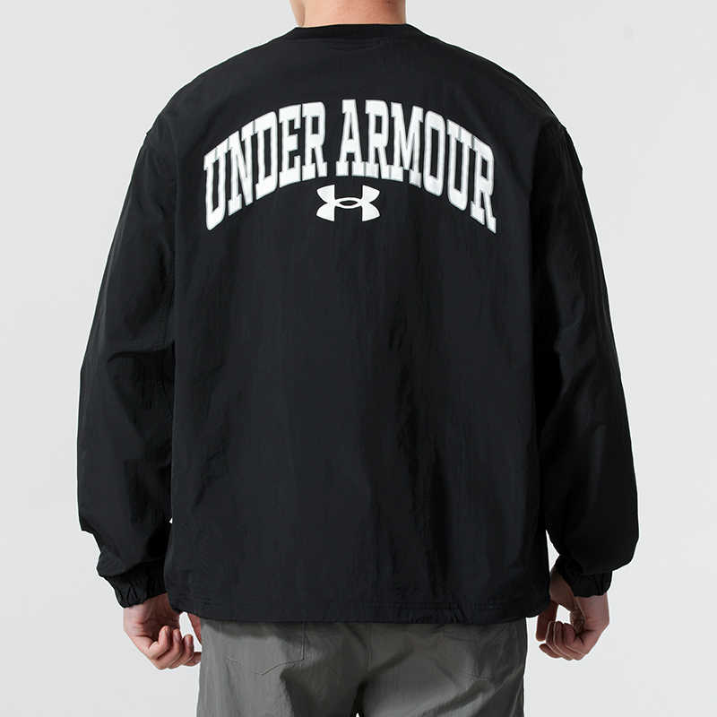 Under Armour American Style Letter Print Crew Neck Training Sweatshirt Men Sweatshirt Black 1387996-001