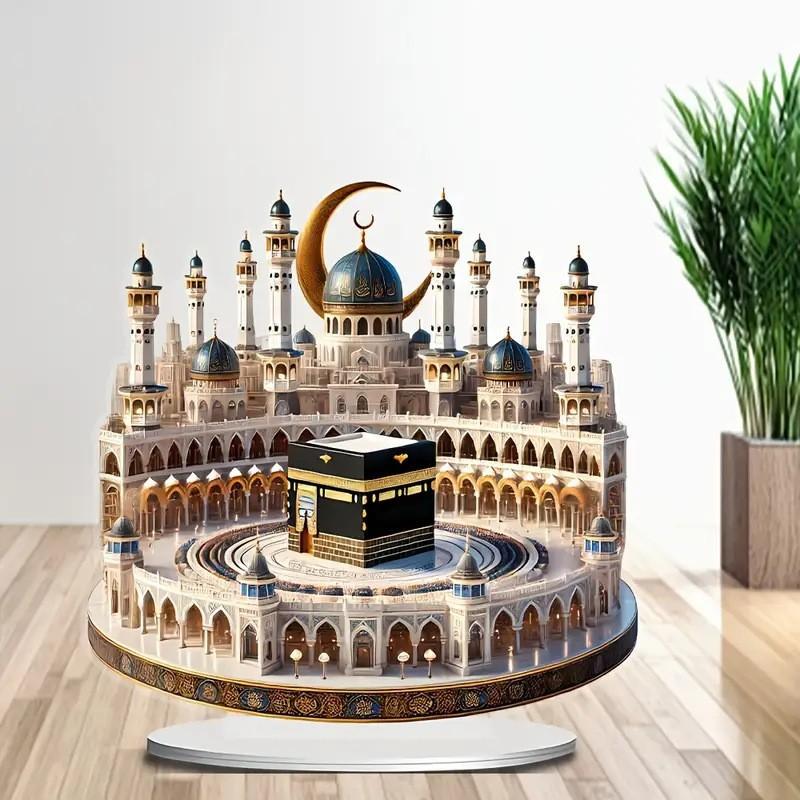 2D Acrylic Moon Craft Decoration For Ramadan Castle Church Architecture Lslamic Decoration Muslim Family Gathering Table Gifts