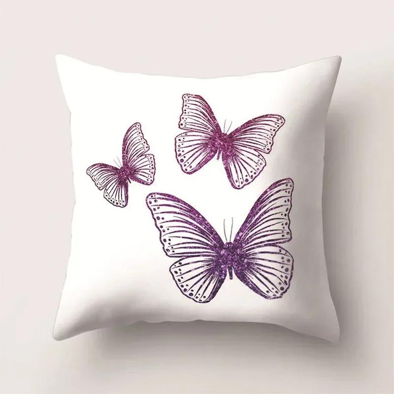 European Color Butterfly Print Sofa Cushion Cover Pillowcase Home Party Car Bedding