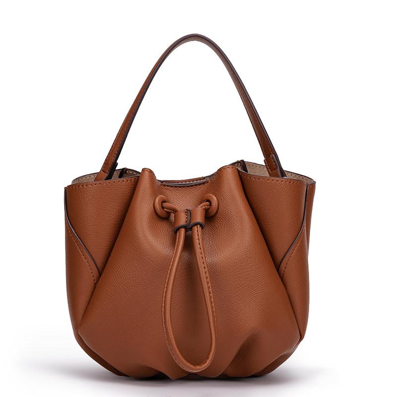 Brand Drawstring Bucket Bag Solid Color Simple Casual Crossbody Bag New Commuter Handbag With Inner Bag Women's Shoulder Bag