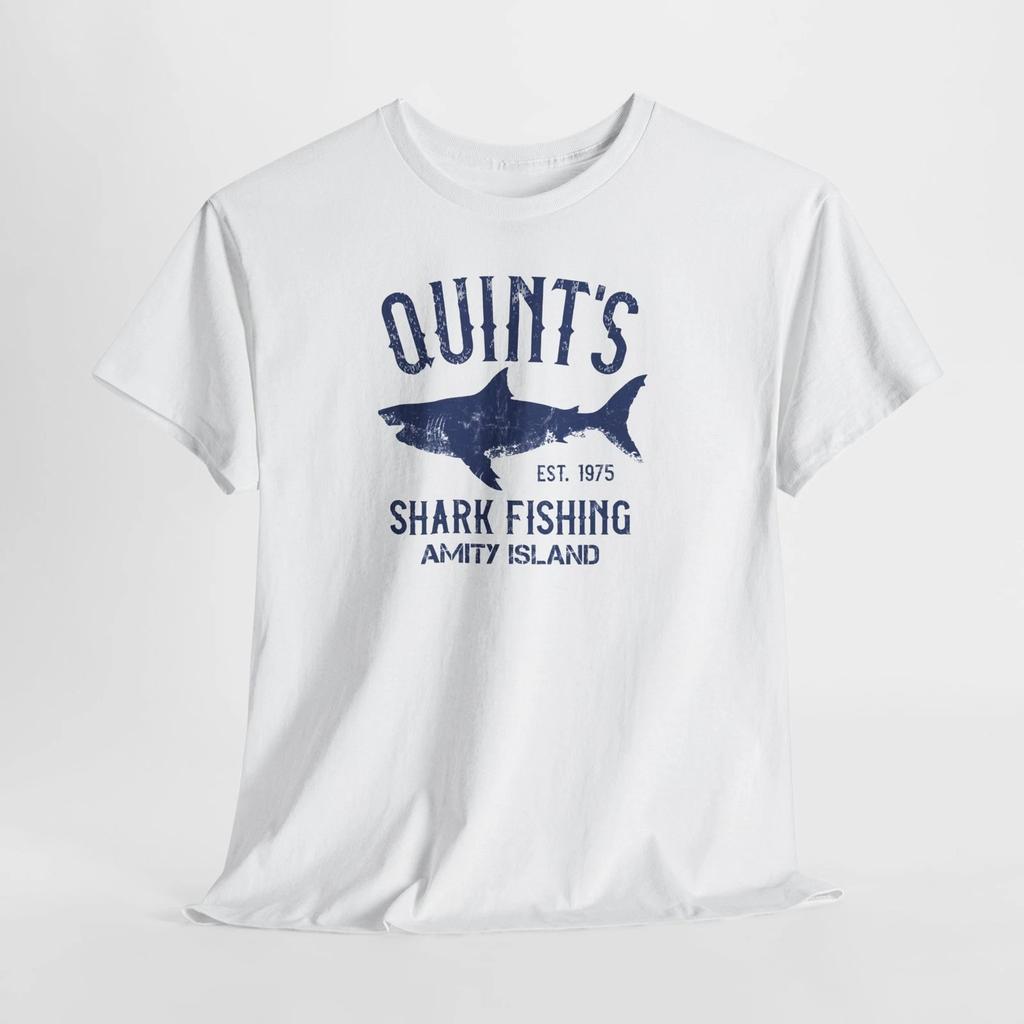 Jaws Quint Amity Shark Fishing Retro Vintage T-Shirt Movie Fan Art