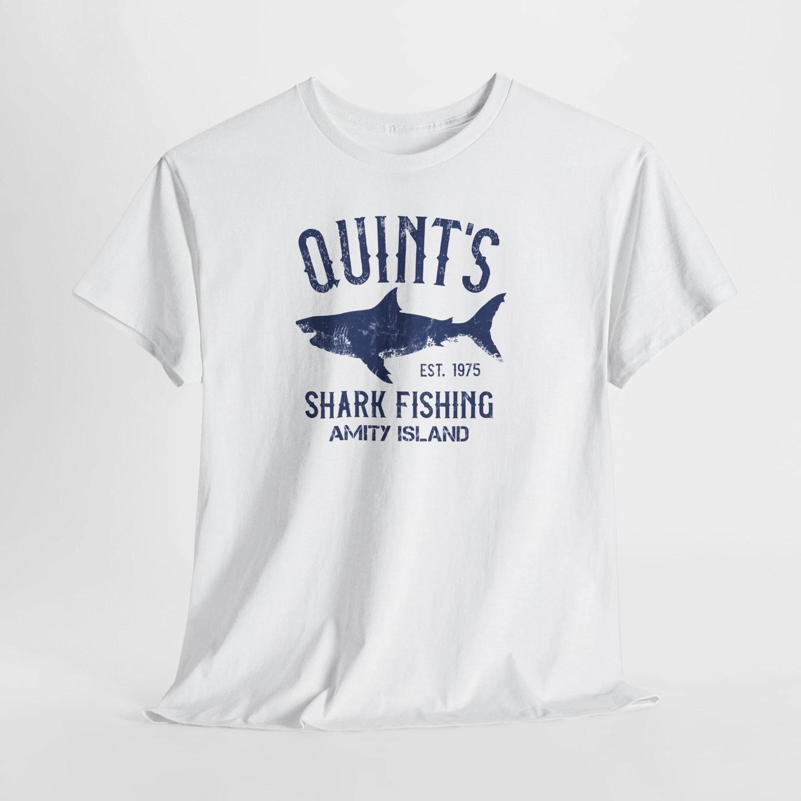 Jaws Quint Amity Shark Fishing Retro Vintage T-Shirt Movie Fan Art 2XL