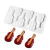 6 Holes Violin Silicone Dessert Mould Puddings Chocolate Mousse Mold Portable Cake Decorating Tool Kitchen Accessories