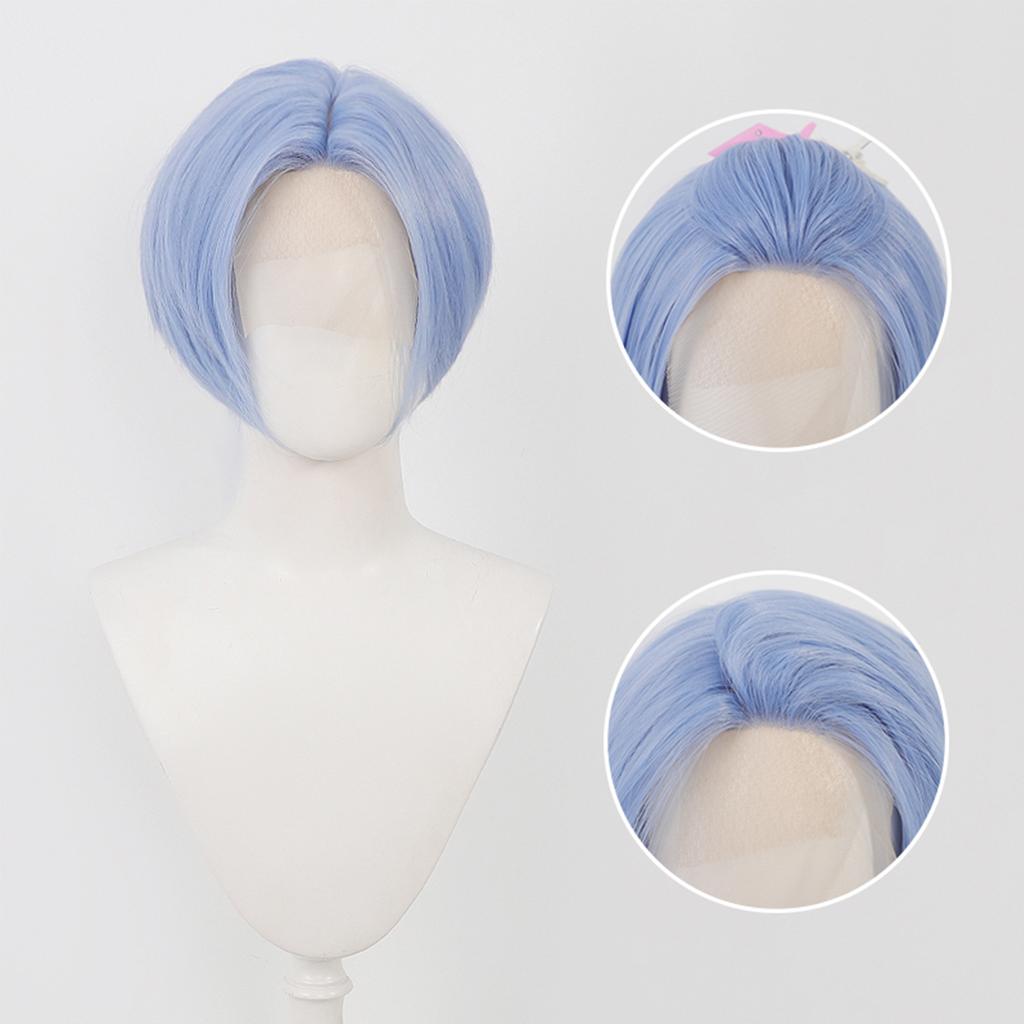 14 Zoll Cosplay Perücke Universelle Synthetische Spitzenfront-Perücke Kurze Anime-Perücke Mittelscheitel Gerade Cosplay-Perücke Mit Pony für den Alltag