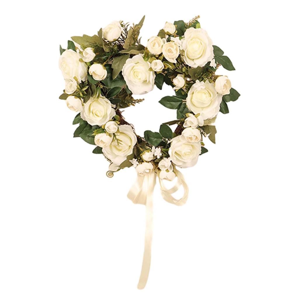Heart Shaped Wreath Front Door Romantic Decoration Indoor Valentines Day Wreath Garland for Home Holiday Door Wedding Farmhouse
