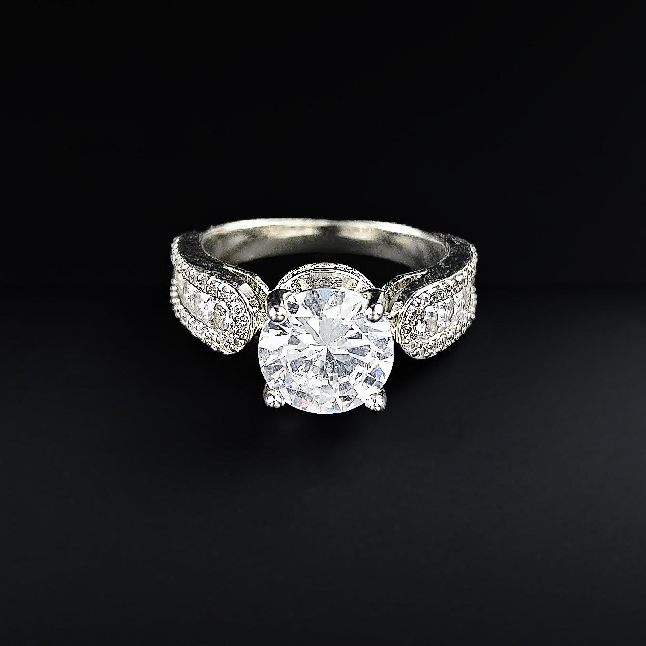 

New Classic Four-Prong Cubic Zirconia Fashion Engagement Ring R6429 Size 7 белый