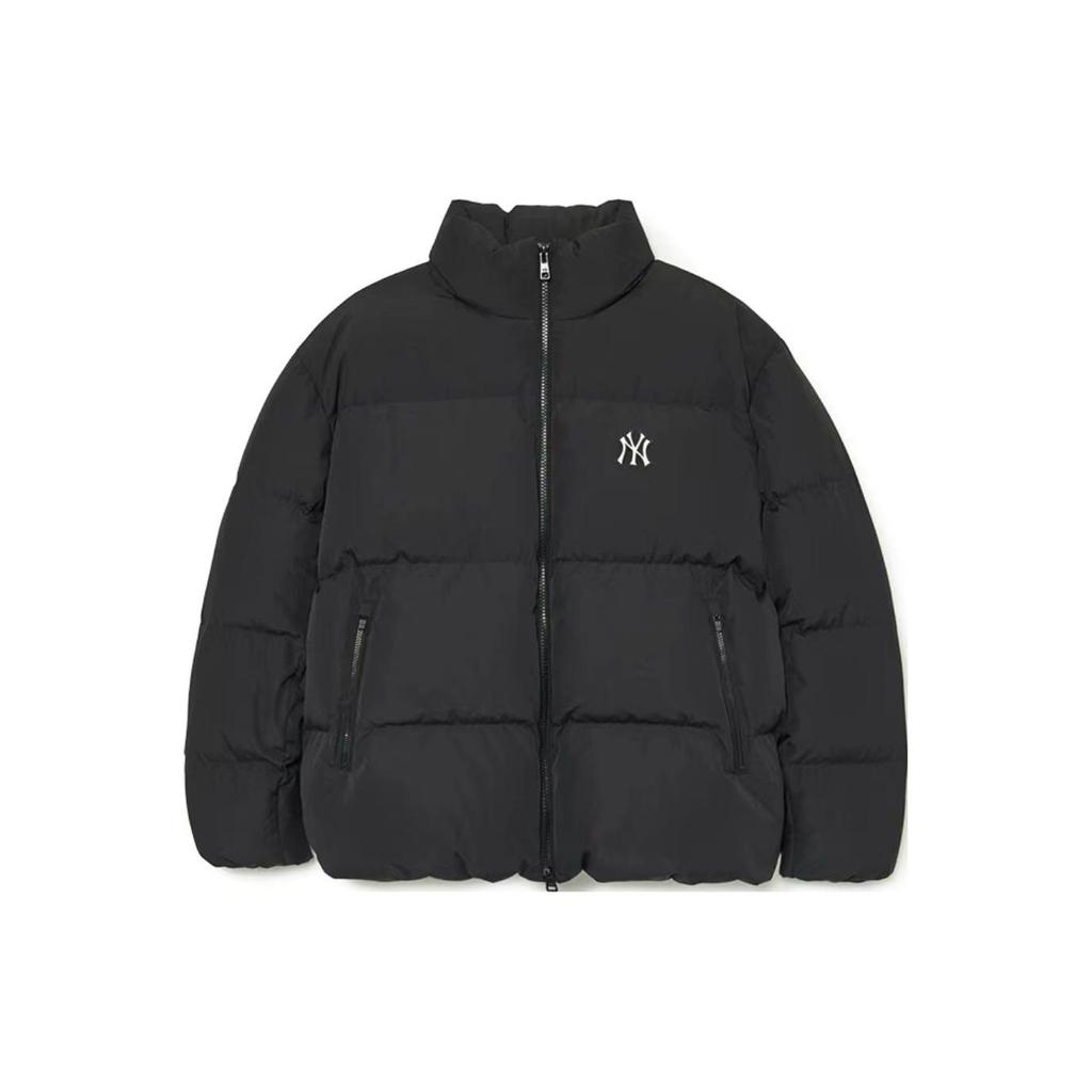 MLB FW23 New York Yankees Solid Logo Label Stand Collar Long Sleeve Warm Down Jacket Short Unisex Jacket Black 3ADJB0336-50BKS