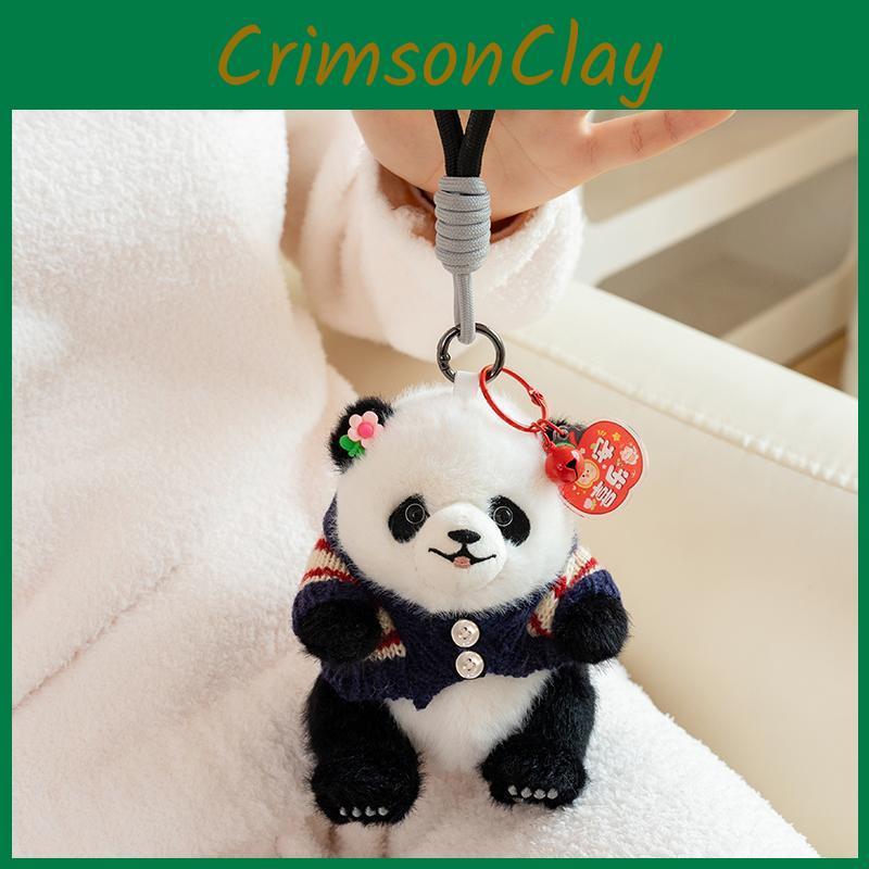 Sweater Wear Panda Plush Toy Cartoon Stuffed Animal Keychain Bag Decoration
